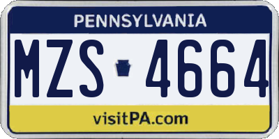 PA license plate MZS4664