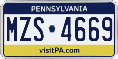 PA license plate MZS4669