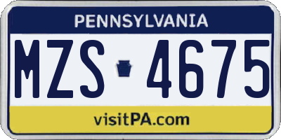 PA license plate MZS4675