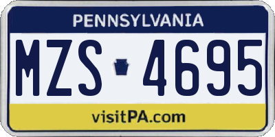PA license plate MZS4695