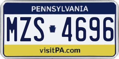 PA license plate MZS4696