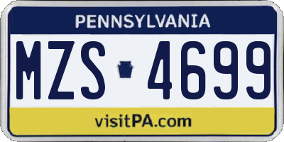 PA license plate MZS4699