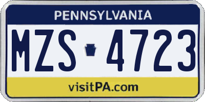 PA license plate MZS4723