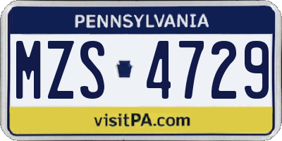 PA license plate MZS4729