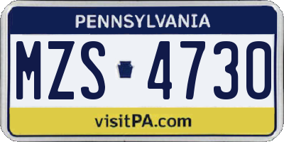 PA license plate MZS4730