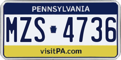 PA license plate MZS4736