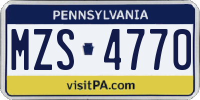 PA license plate MZS4770