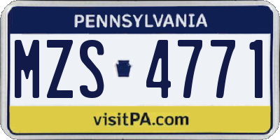PA license plate MZS4771