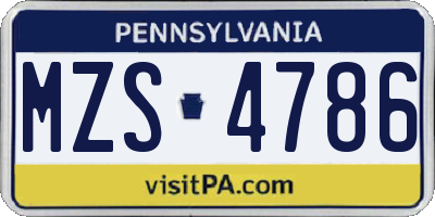 PA license plate MZS4786