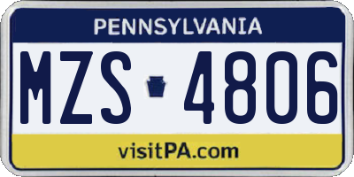 PA license plate MZS4806