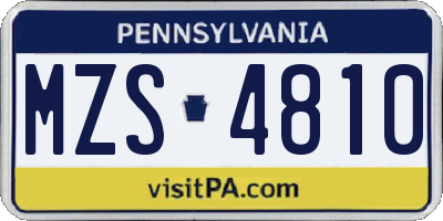 PA license plate MZS4810