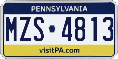 PA license plate MZS4813