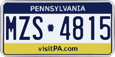 PA license plate MZS4815