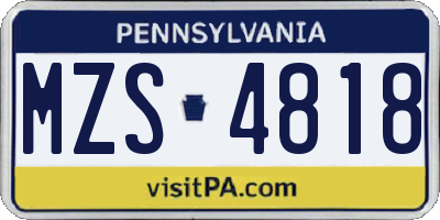 PA license plate MZS4818