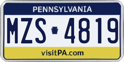 PA license plate MZS4819