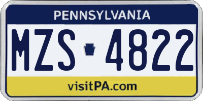 PA license plate MZS4822