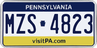 PA license plate MZS4823