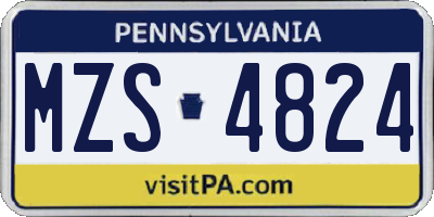 PA license plate MZS4824