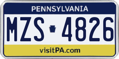 PA license plate MZS4826