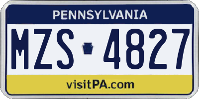 PA license plate MZS4827