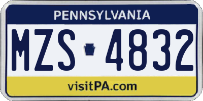 PA license plate MZS4832