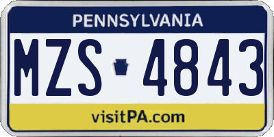 PA license plate MZS4843