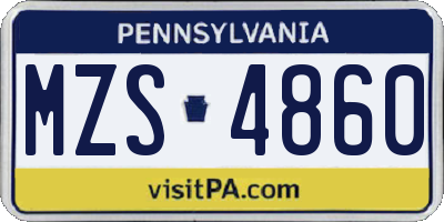 PA license plate MZS4860