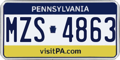PA license plate MZS4863