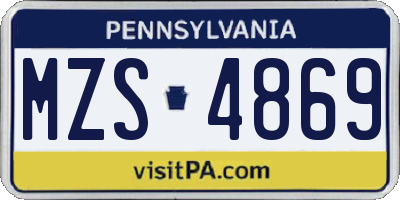 PA license plate MZS4869
