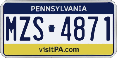 PA license plate MZS4871