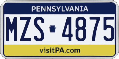 PA license plate MZS4875