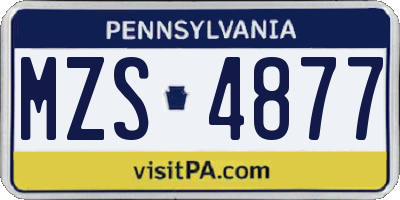PA license plate MZS4877