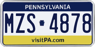 PA license plate MZS4878