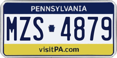 PA license plate MZS4879