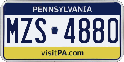 PA license plate MZS4880