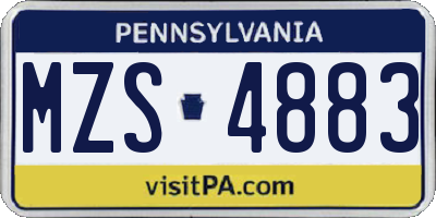 PA license plate MZS4883