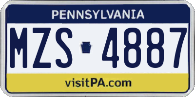 PA license plate MZS4887