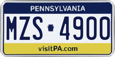 PA license plate MZS4900