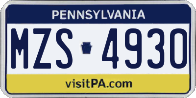 PA license plate MZS4930