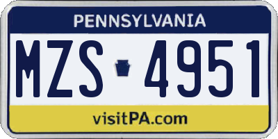 PA license plate MZS4951