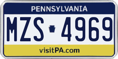 PA license plate MZS4969