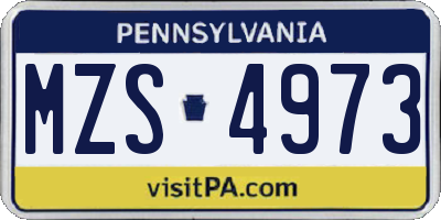 PA license plate MZS4973