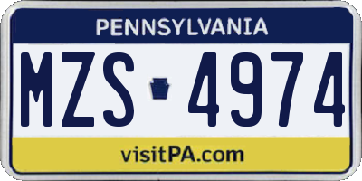 PA license plate MZS4974