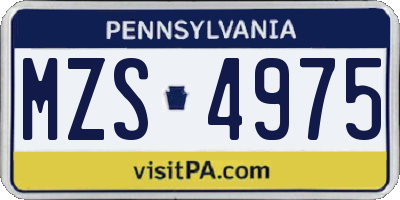 PA license plate MZS4975