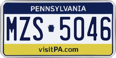 PA license plate MZS5046