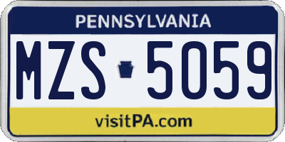 PA license plate MZS5059