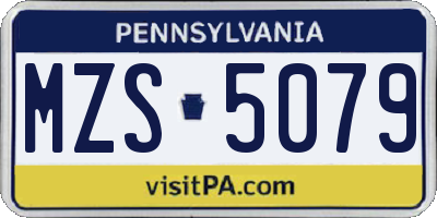 PA license plate MZS5079