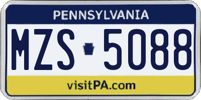PA license plate MZS5088