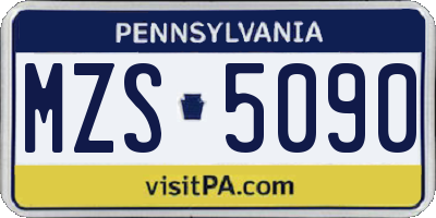 PA license plate MZS5090
