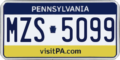 PA license plate MZS5099
